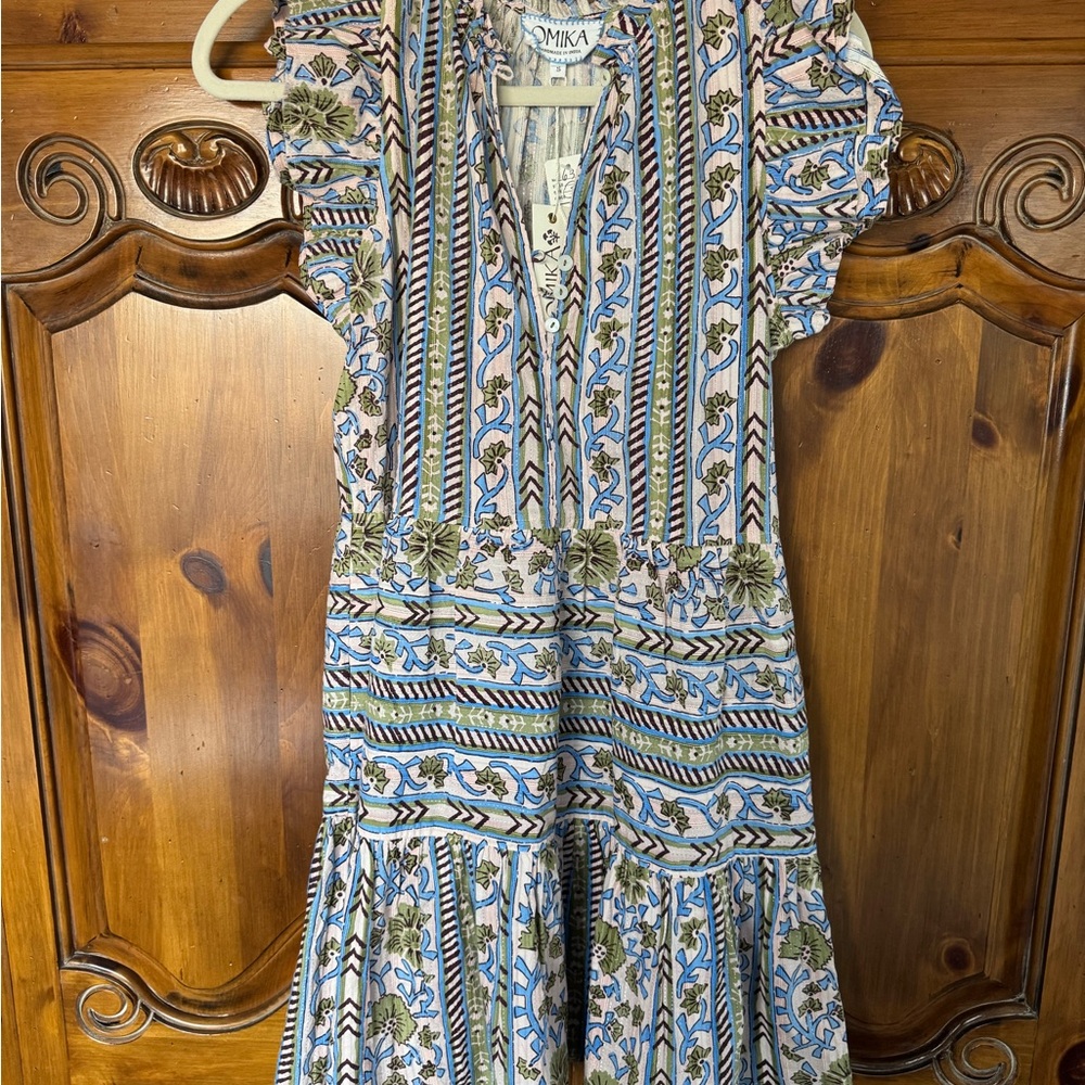 Romika Blue and Cream Printed Midi Dress